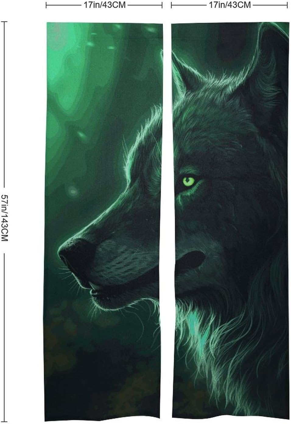 Green Wolf Door Cover Curtain 57x17 Inches
