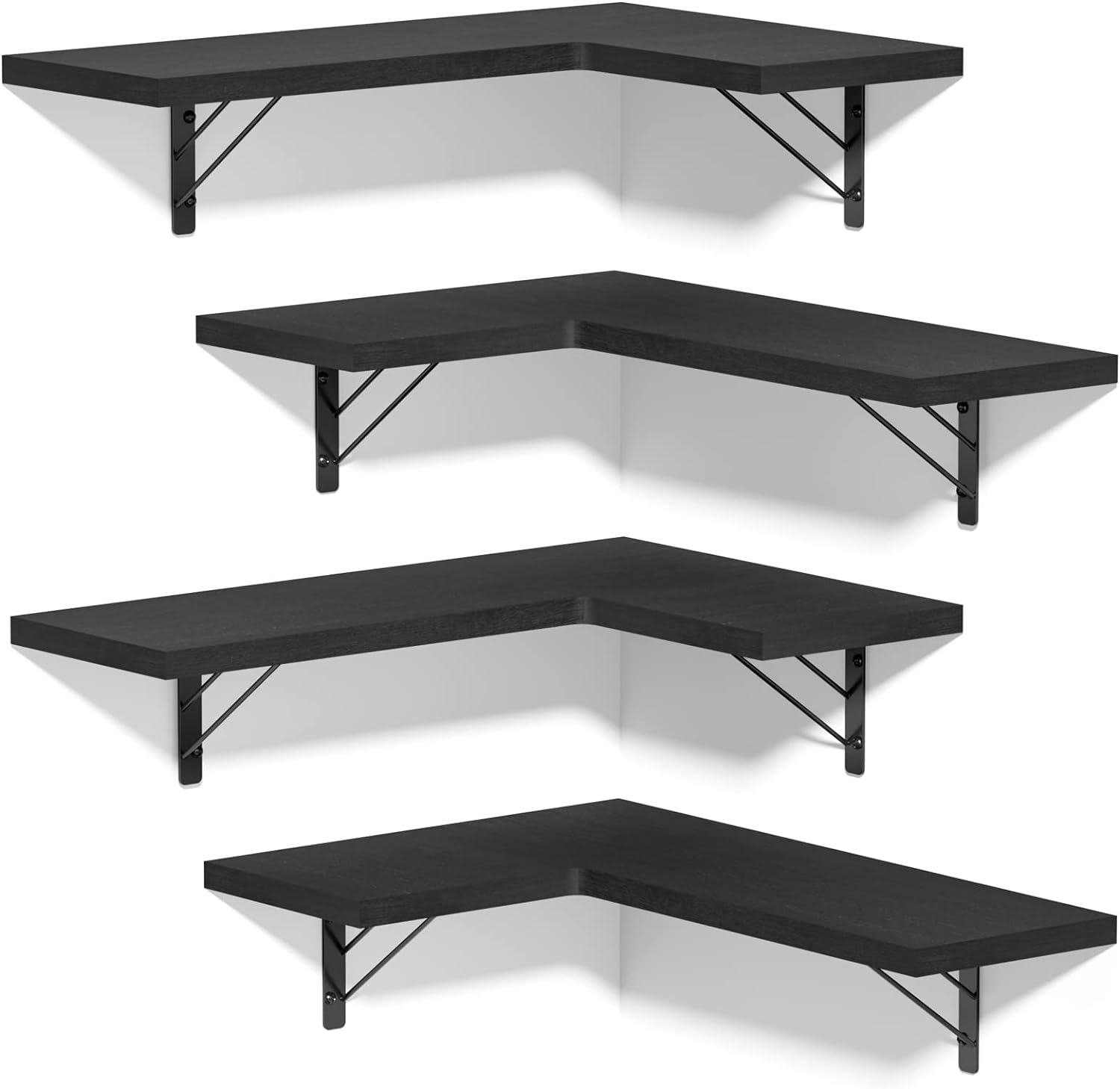Love-KANKEI 4-Tier Floating Corner Shelves Black