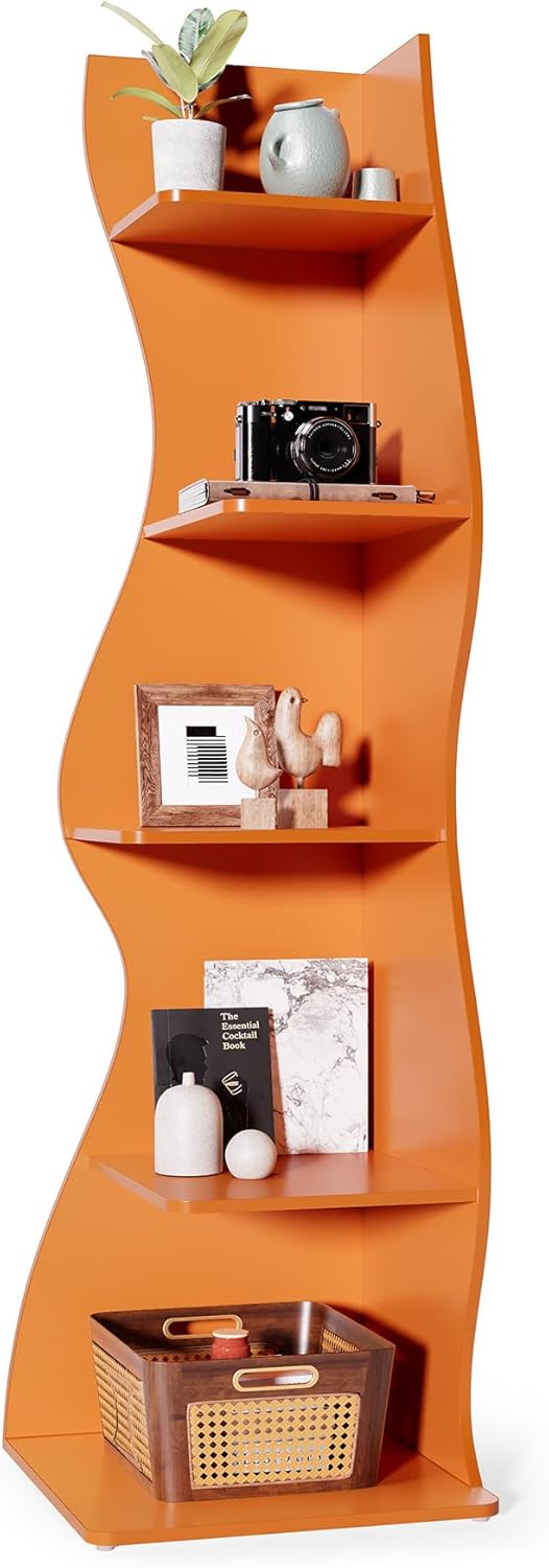 LITTLE TREE 5-Tier Wall Corner Bookshelf Modern