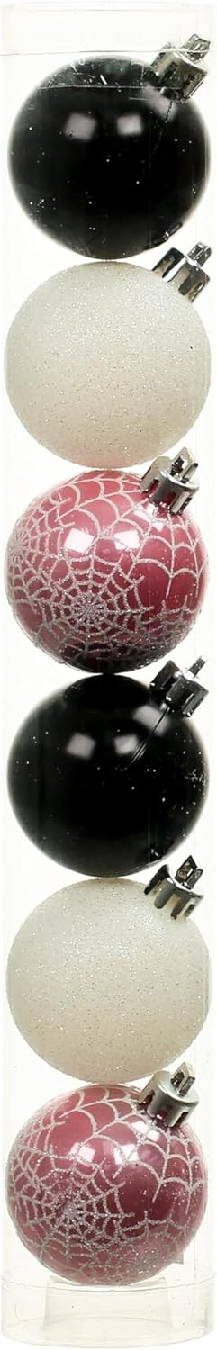 Ashland 175 Pink Black White Halloween Ball Ornaments 6ct