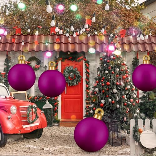 Jetec 4 Pcs 32 Inch Purple Inflatable Christmas Decor Ball