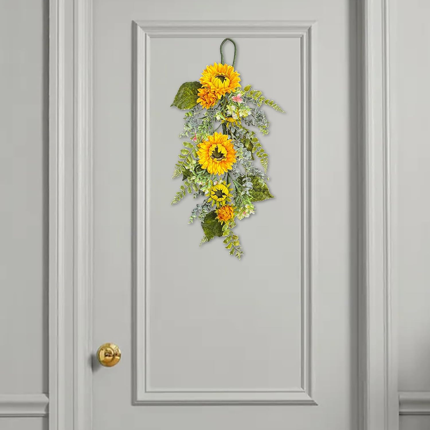 2755 Inch Artificial Yellow Sunflower Wall Hanging Wreath