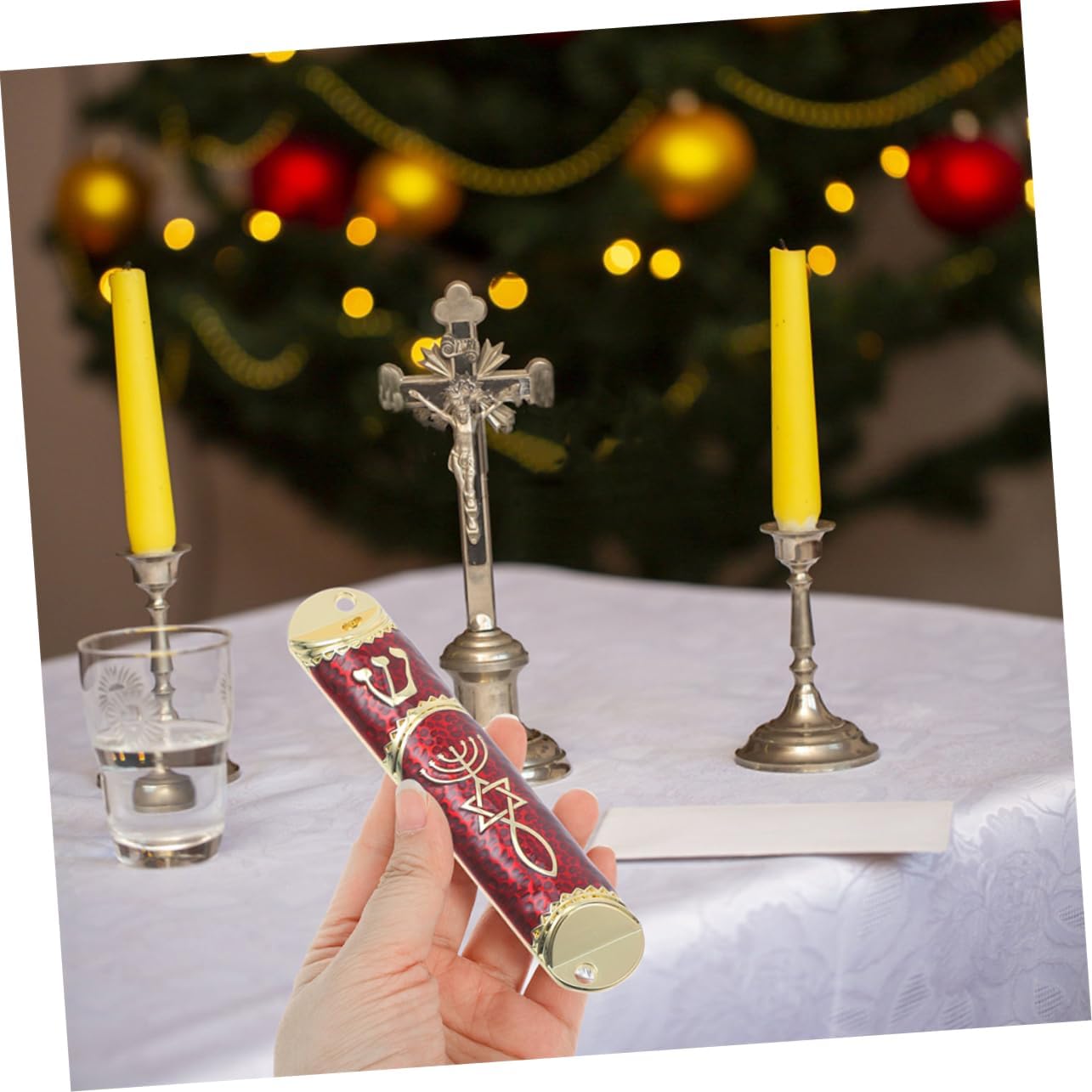 2 Sets Elegant Jewish Mezuzah with Authentic Scroll and Unique Metal Design