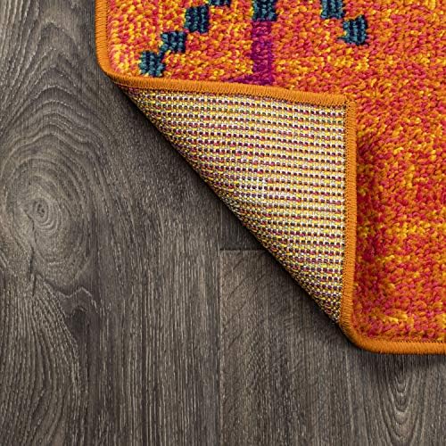 Tribal Love Geometric Indoor Runner Rug - 2x8 Orange Multi