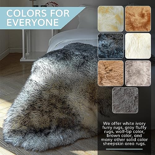 WaySoft New Zealand Sheepskin Area Rug - Ivory 2ft x 3ft
