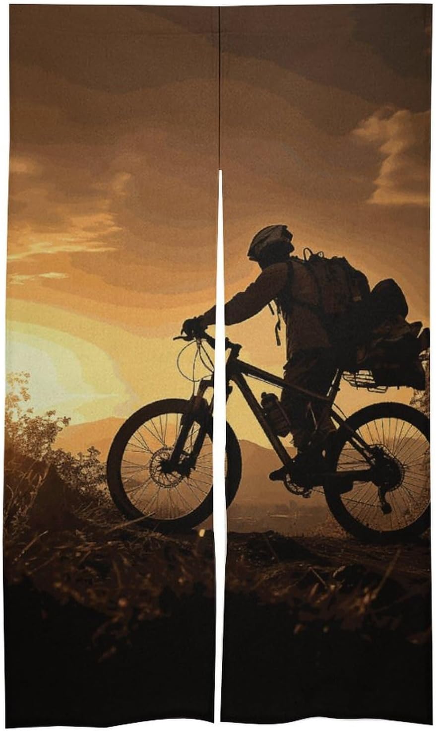 Mountain Bike Themed Blackout Curtain Panel 17x57 Inch