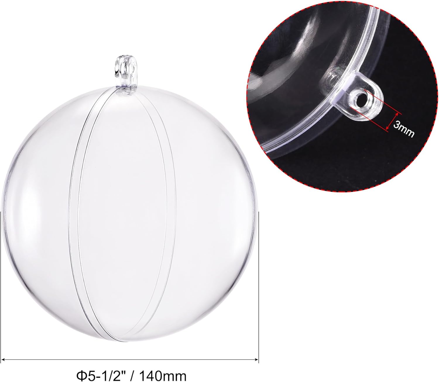 Uxcell 2pcs 5 12 Inch Clear Plastic Ornaments Ball