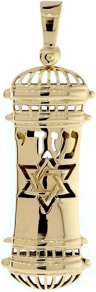 Extra Large Mezuzah Pendant in 14K Yellow Gold