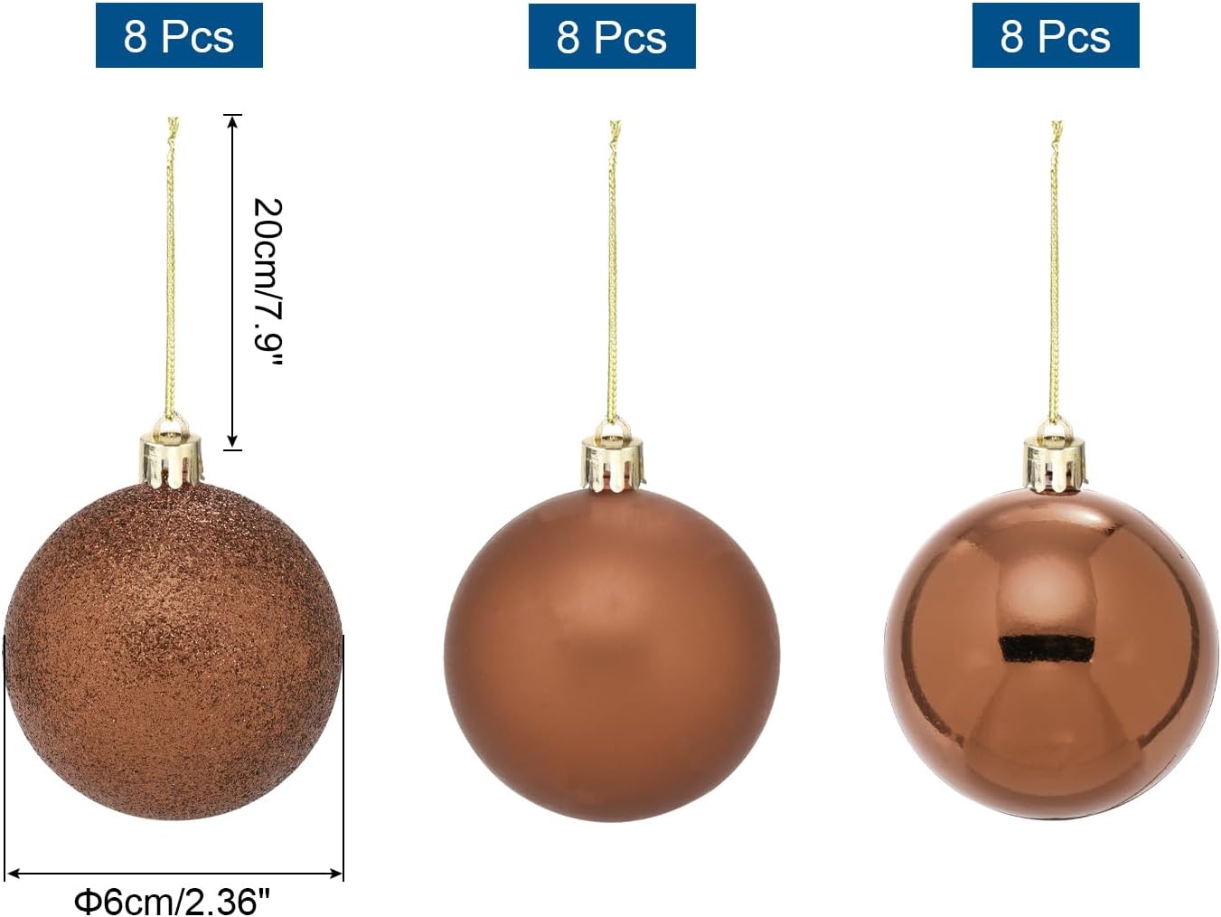 MECCANIXITY 24 Pcs Brown Christmas Tree Balls