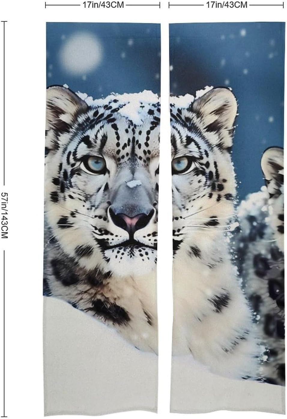 Blue Eyed Snow Leopard Door Cover Curtain 57x17 Inches