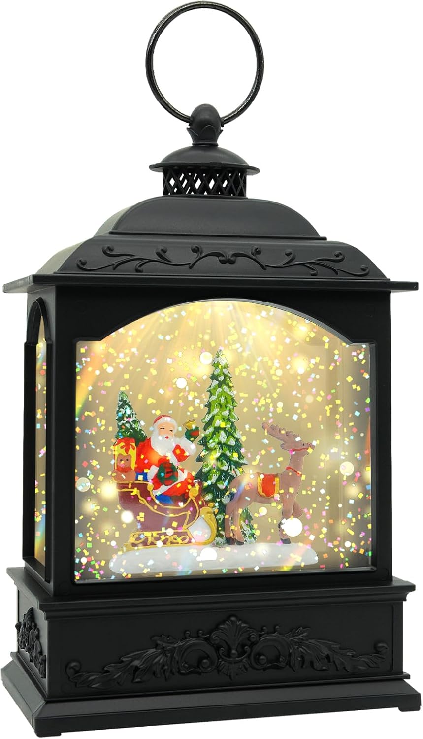 Christmas Snow Globe Lantern with Music and Timer