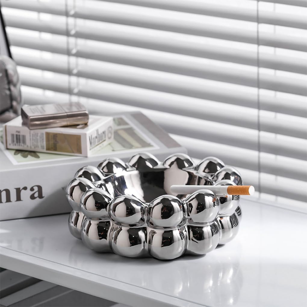 WAIT FLY Creative Bubble Ceramic Ashtray Silver