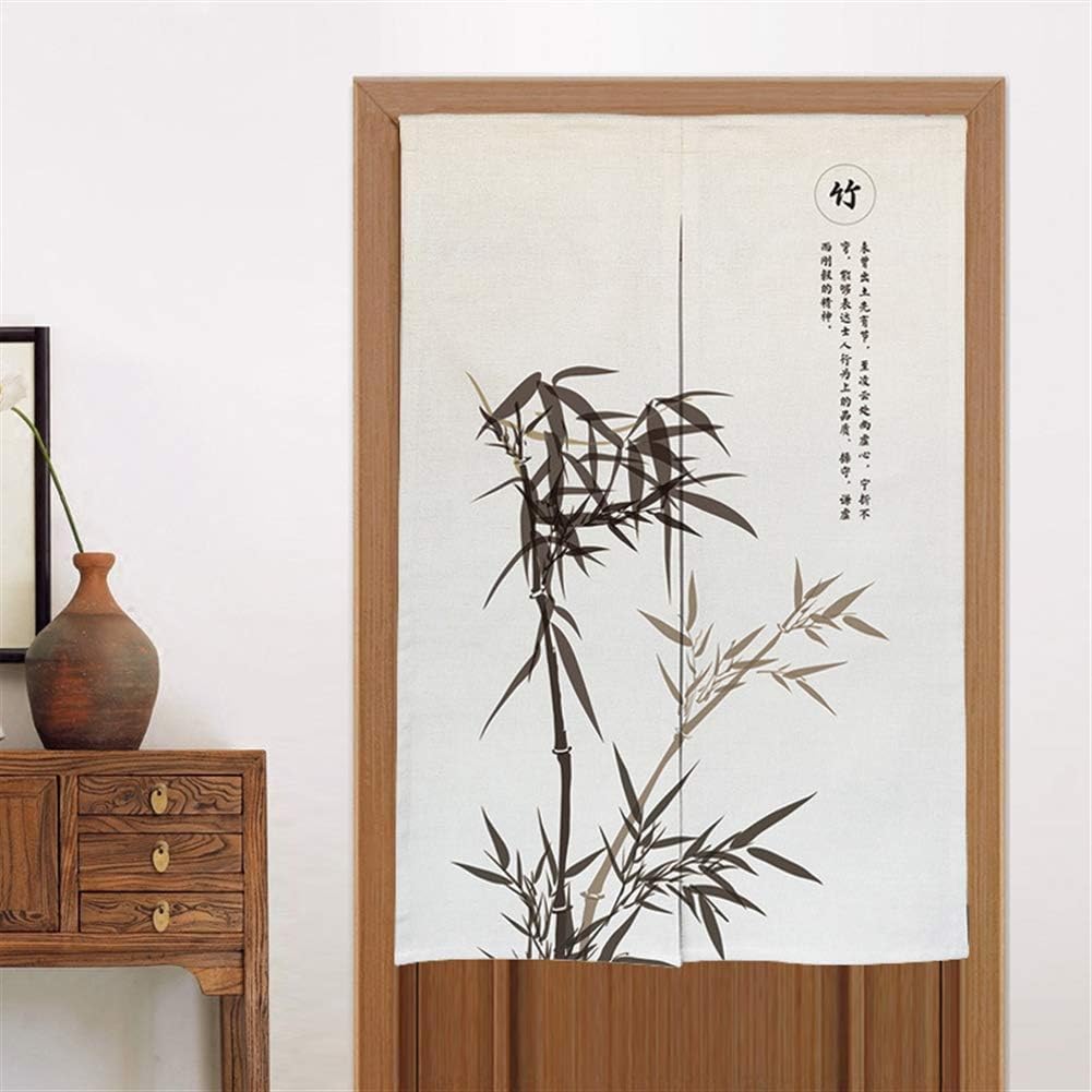Liveinu Japanese Noren Door Curtain Tapestry with Tension Rod 33x66 Inch