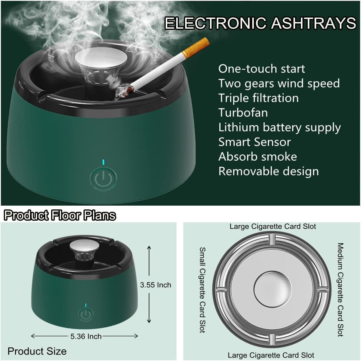 MCOURASOY Smokeless Ashtray for Home Indoor Use