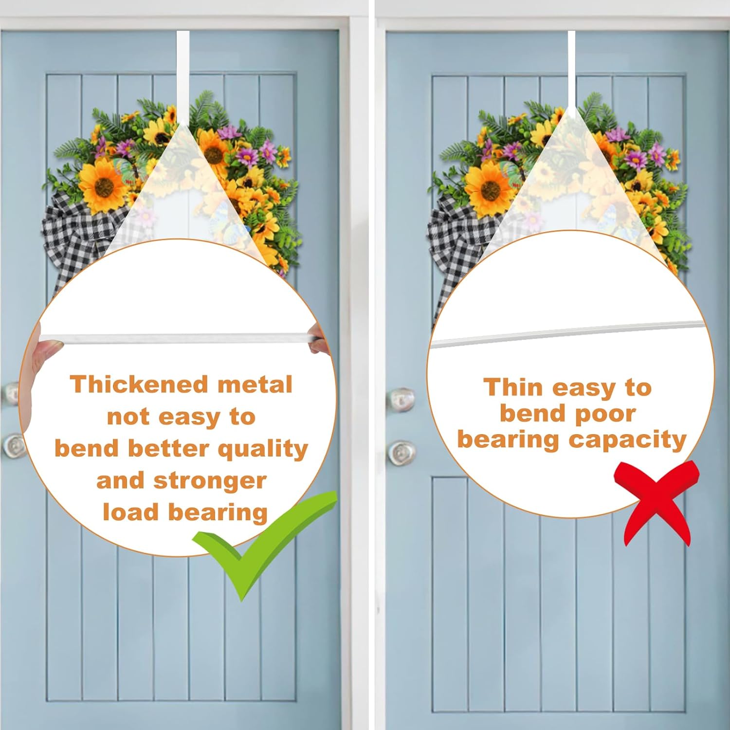 PECULA 2 Pack 14 Inch Wreath Hangers for Front Door
