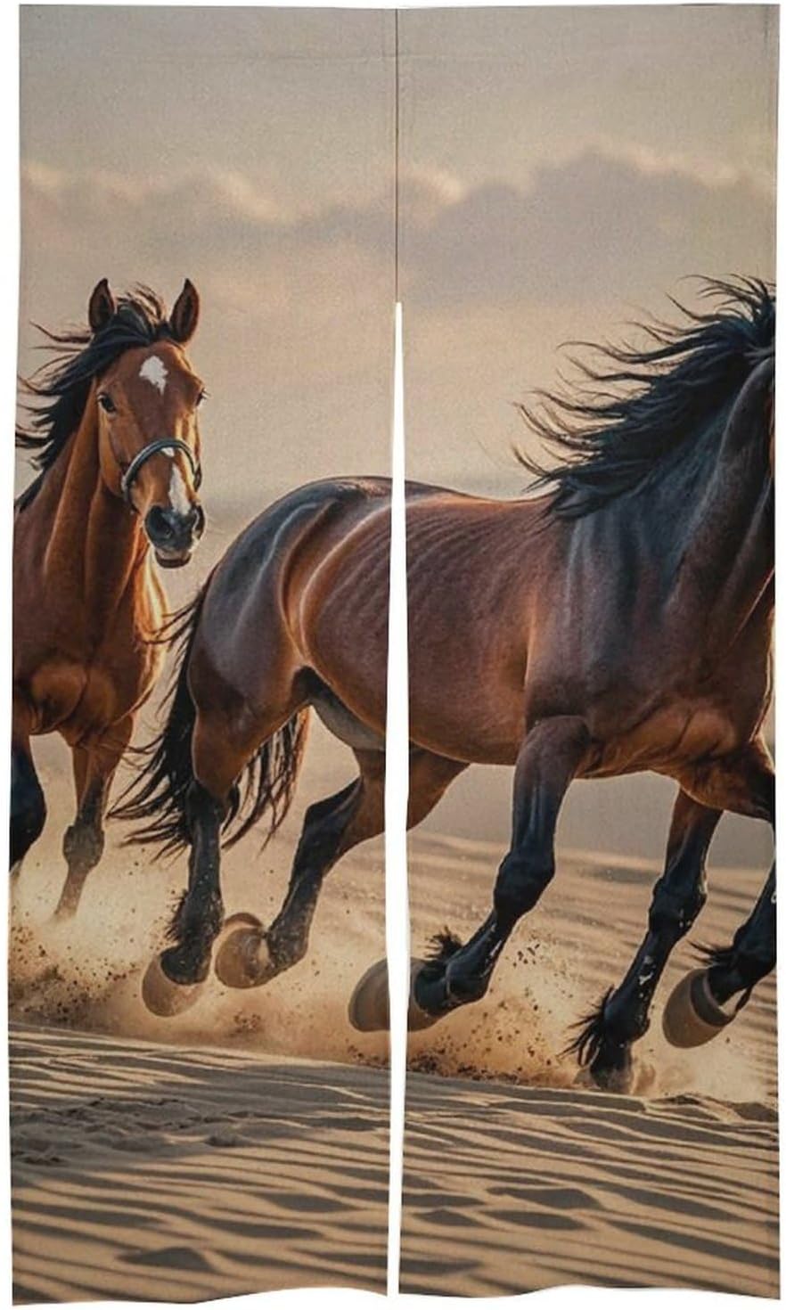 Horses Running in the Sand Door Curtain 57x17 Inches