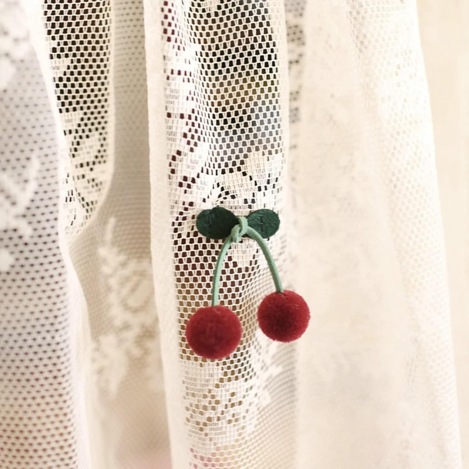 Dsnyu Sheer Curtains with Cherry Pattern 110 x 16 Panel Rod Pocket
