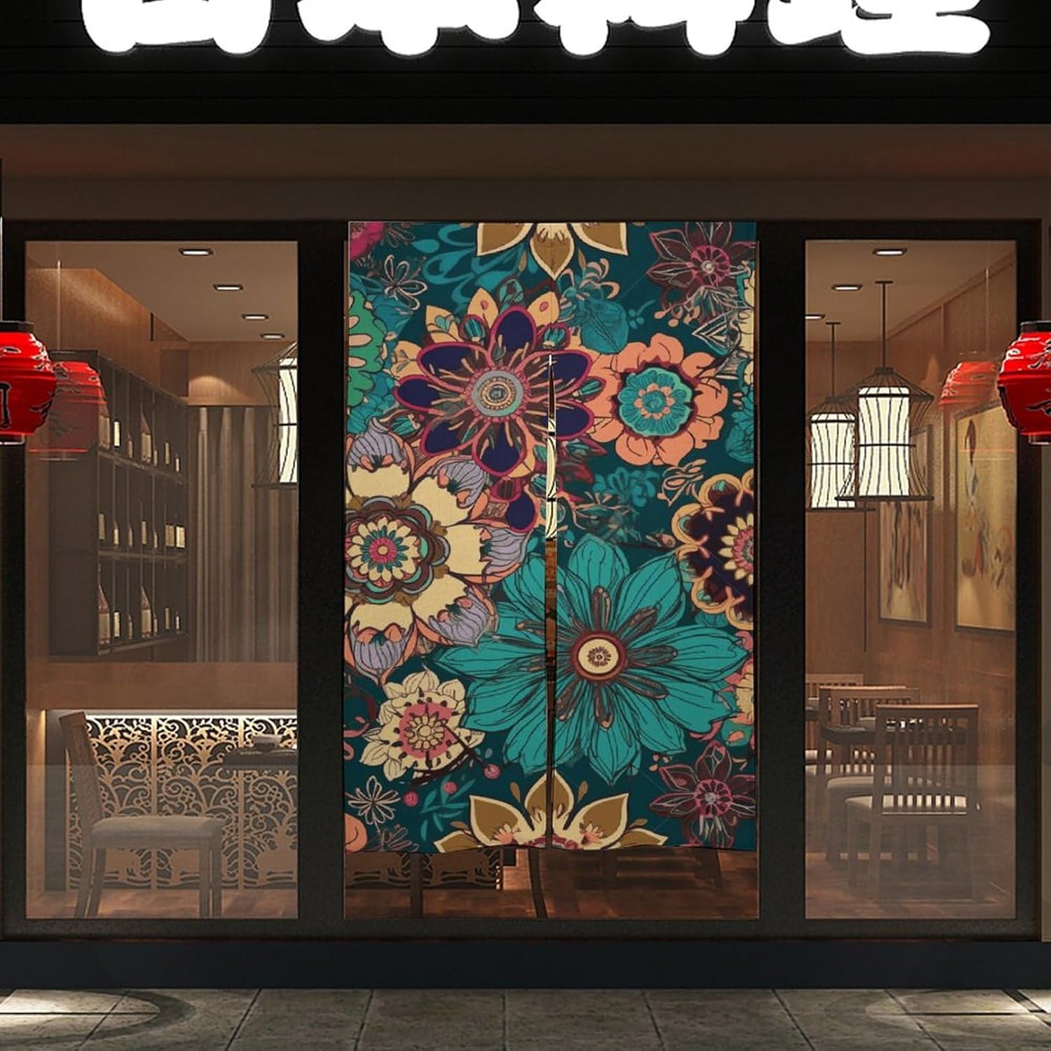 Bohemian Flower Door Curtain Panel 17x57 Inch Split Door Divider