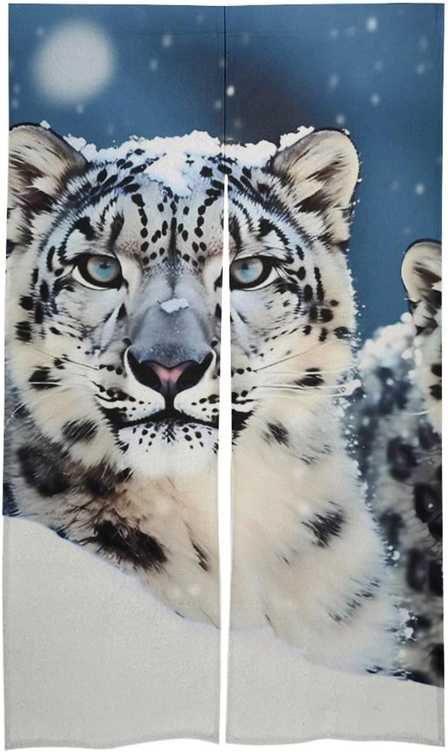 Blue Eyed Snow Leopard Door Cover Curtain 57x17 Inches