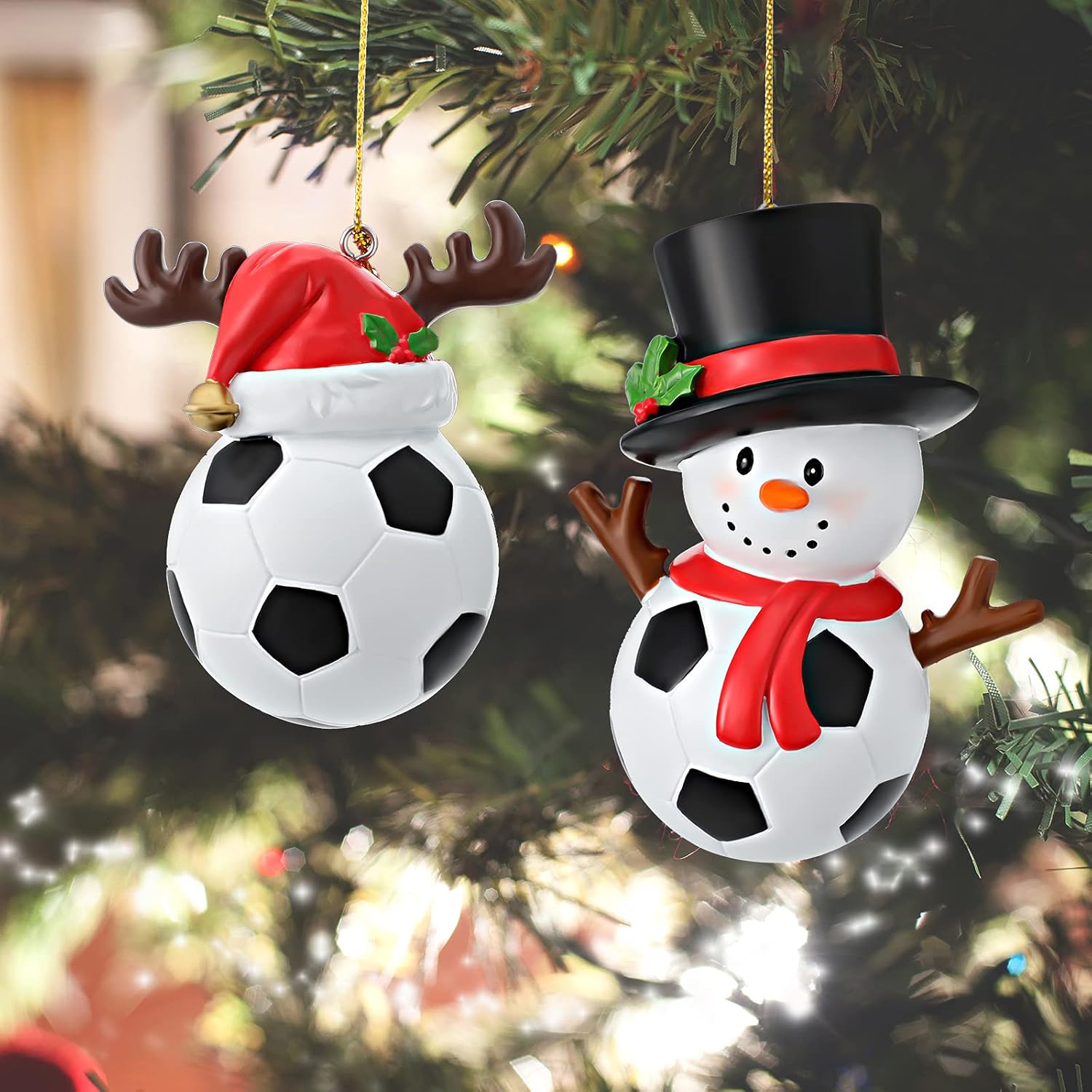 Jetec 2 Piece Christmas Football Pendant Set