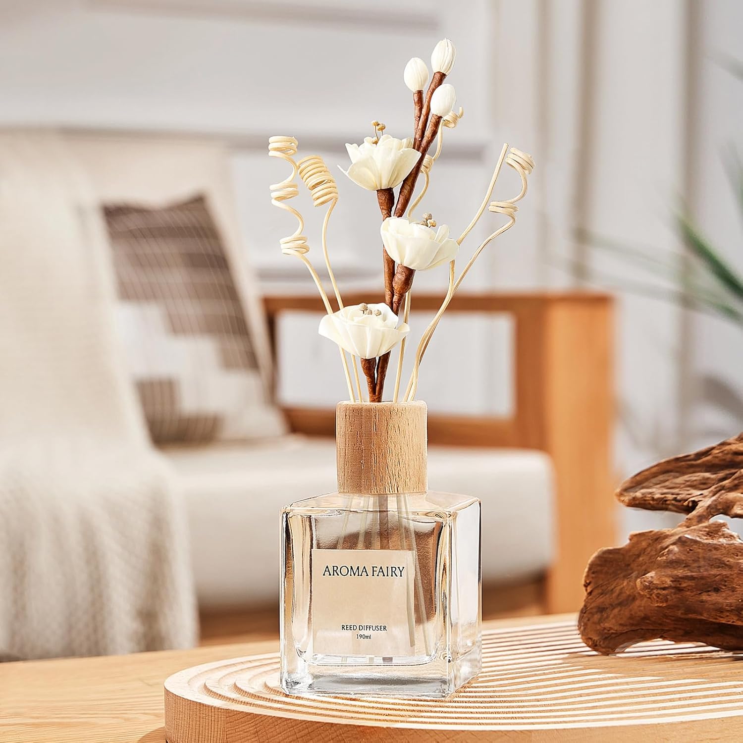 Natural Reed Diffuser Sticks Set with Flowers