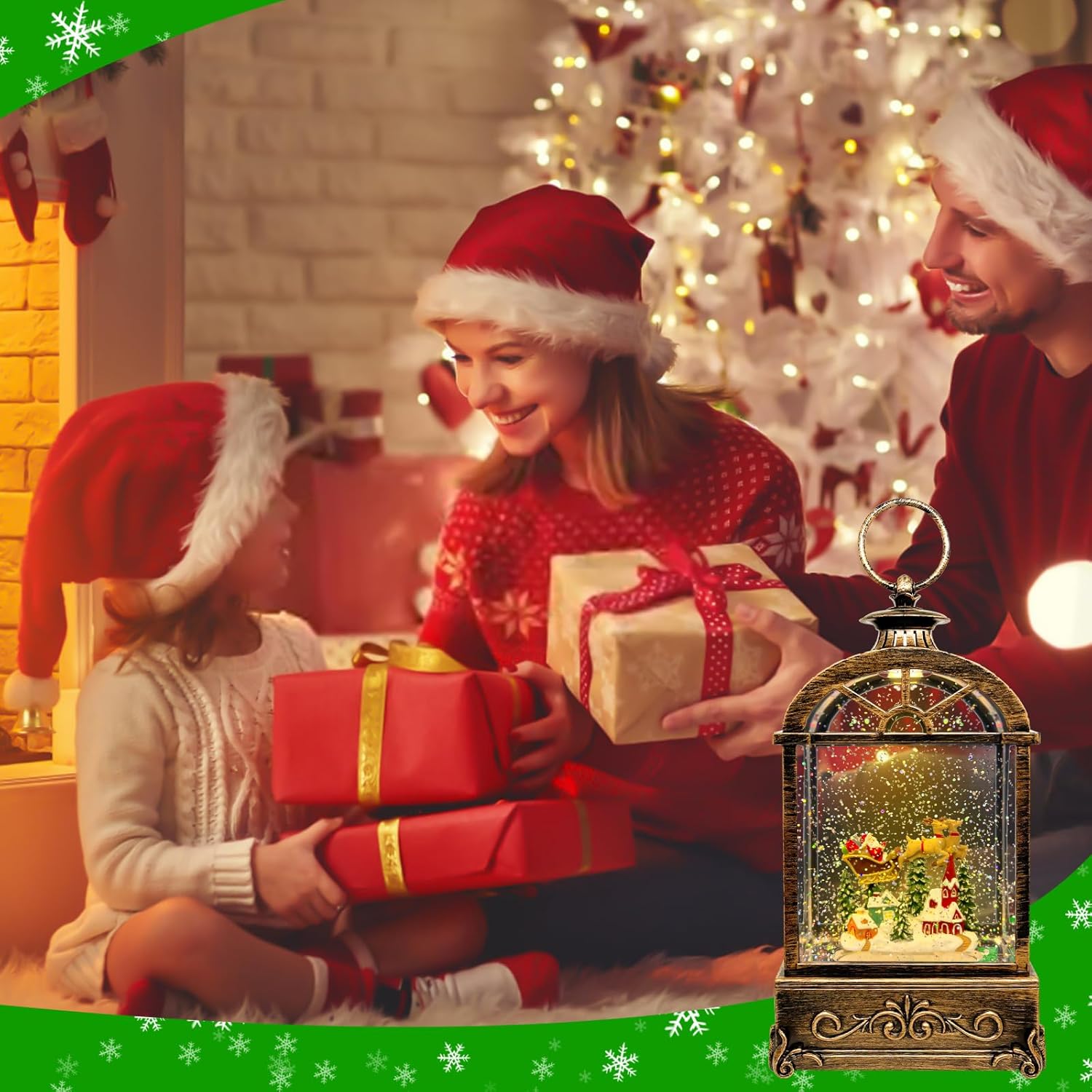 Musical Snow Globe Lantern with USB and Battery Power