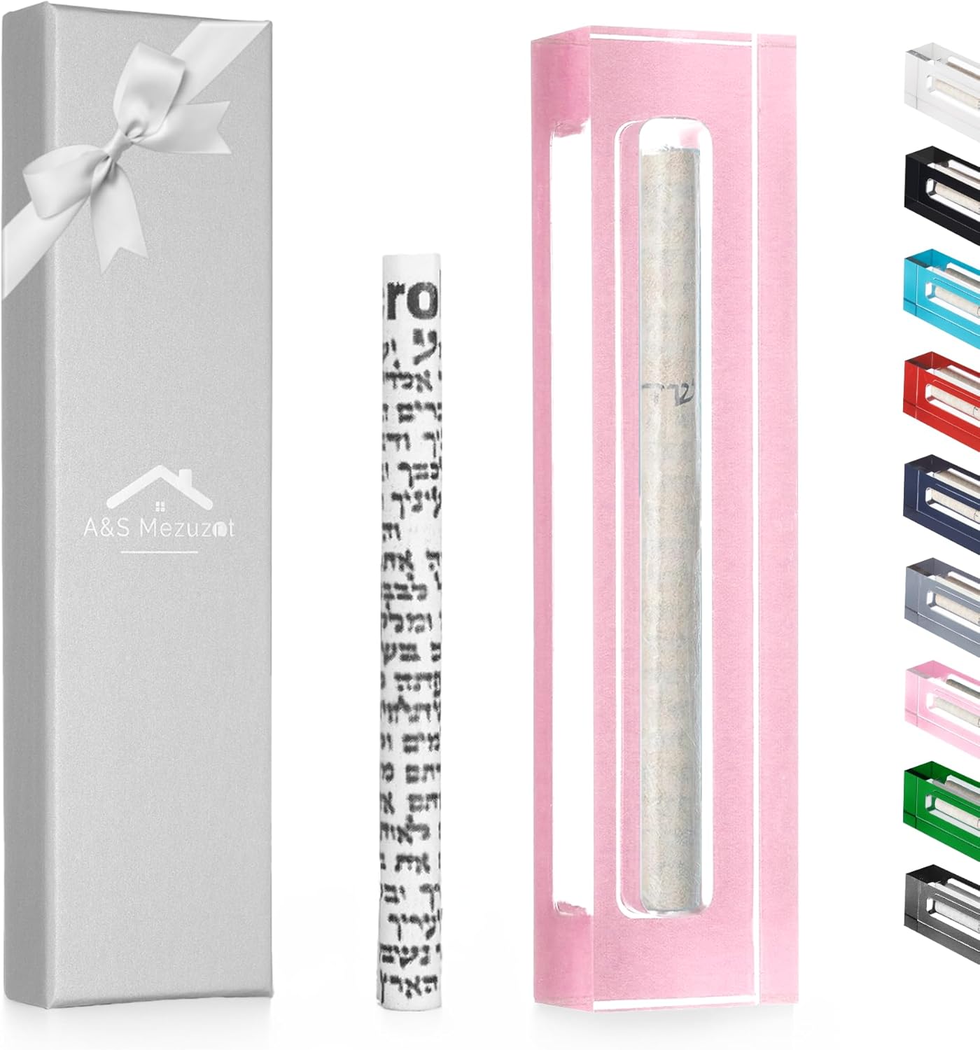 AS Mezuzah Case Pink 6 Inches Acrylic Waterproof