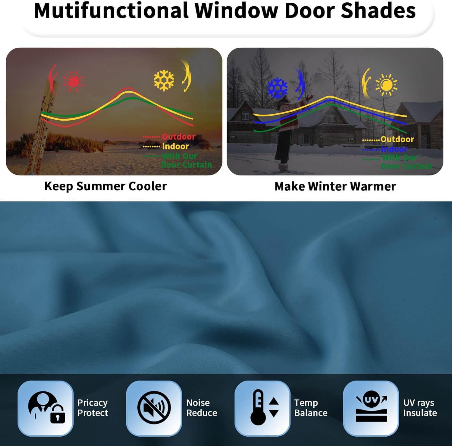 OutdoorLines Blackout Sidelight Curtains for Front Door 1 Panel