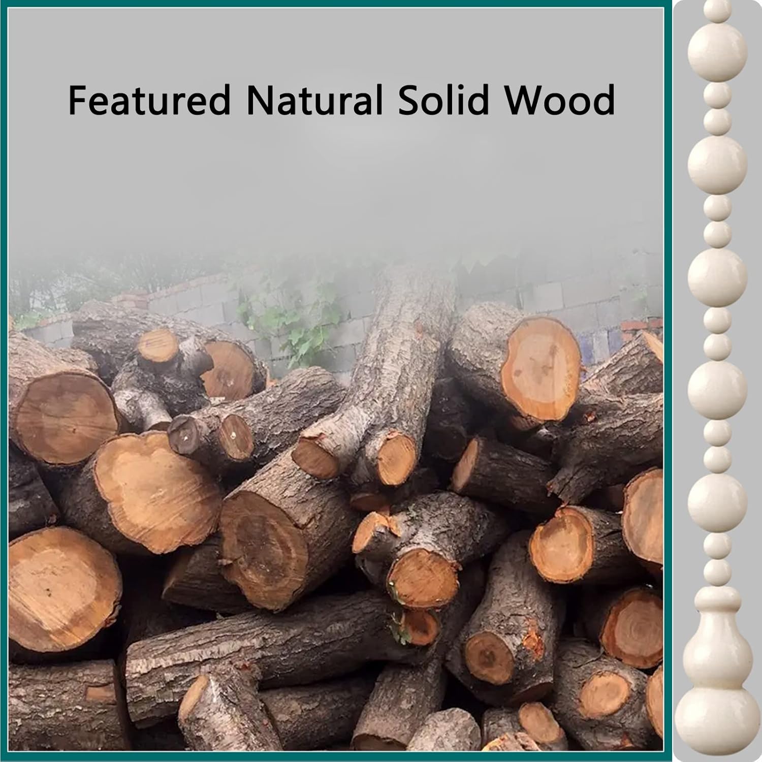 Natural Wood Bead Curtain - 25 Strands 394x1024 Inch