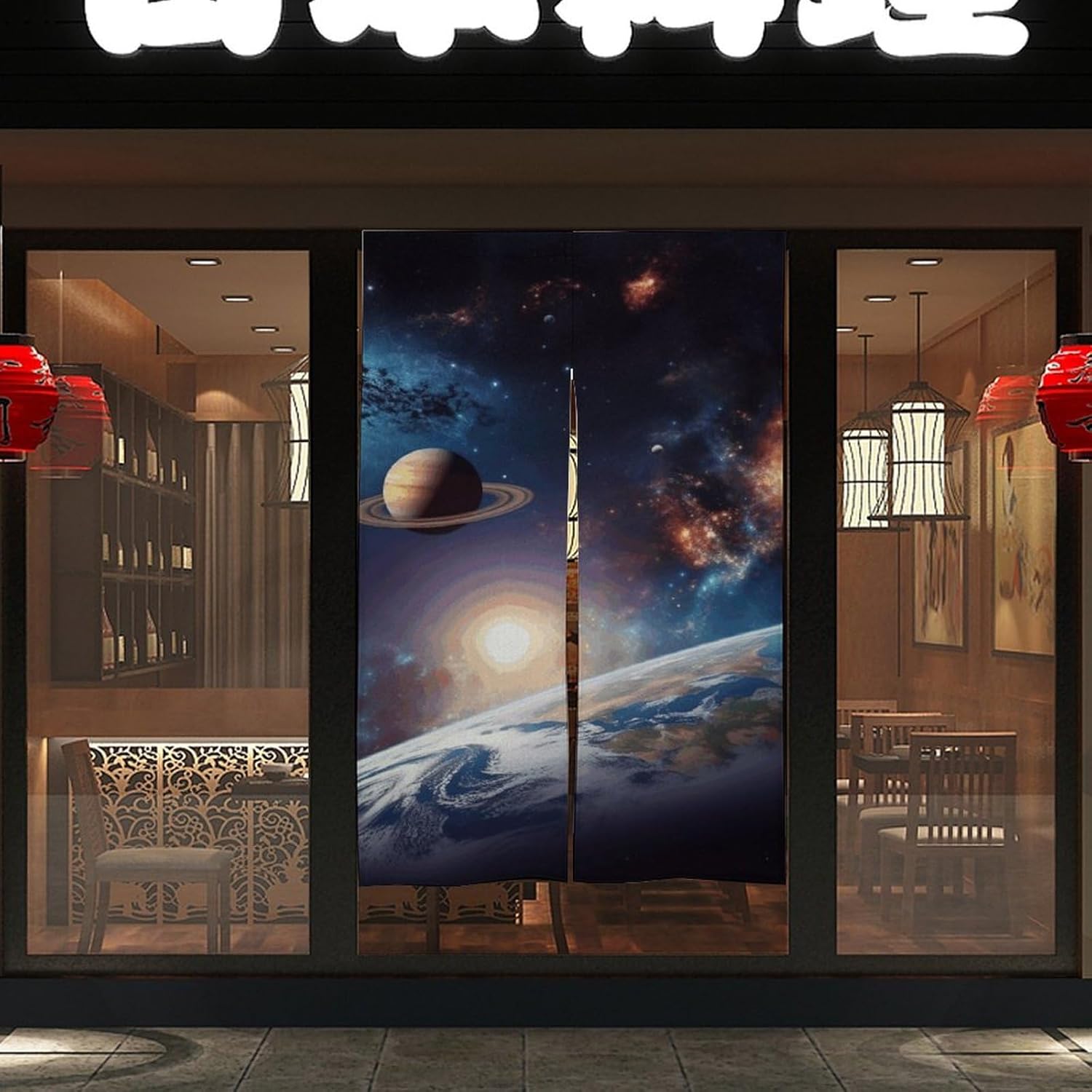 Universe Galaxy Door Curtain Split Blackout Panel