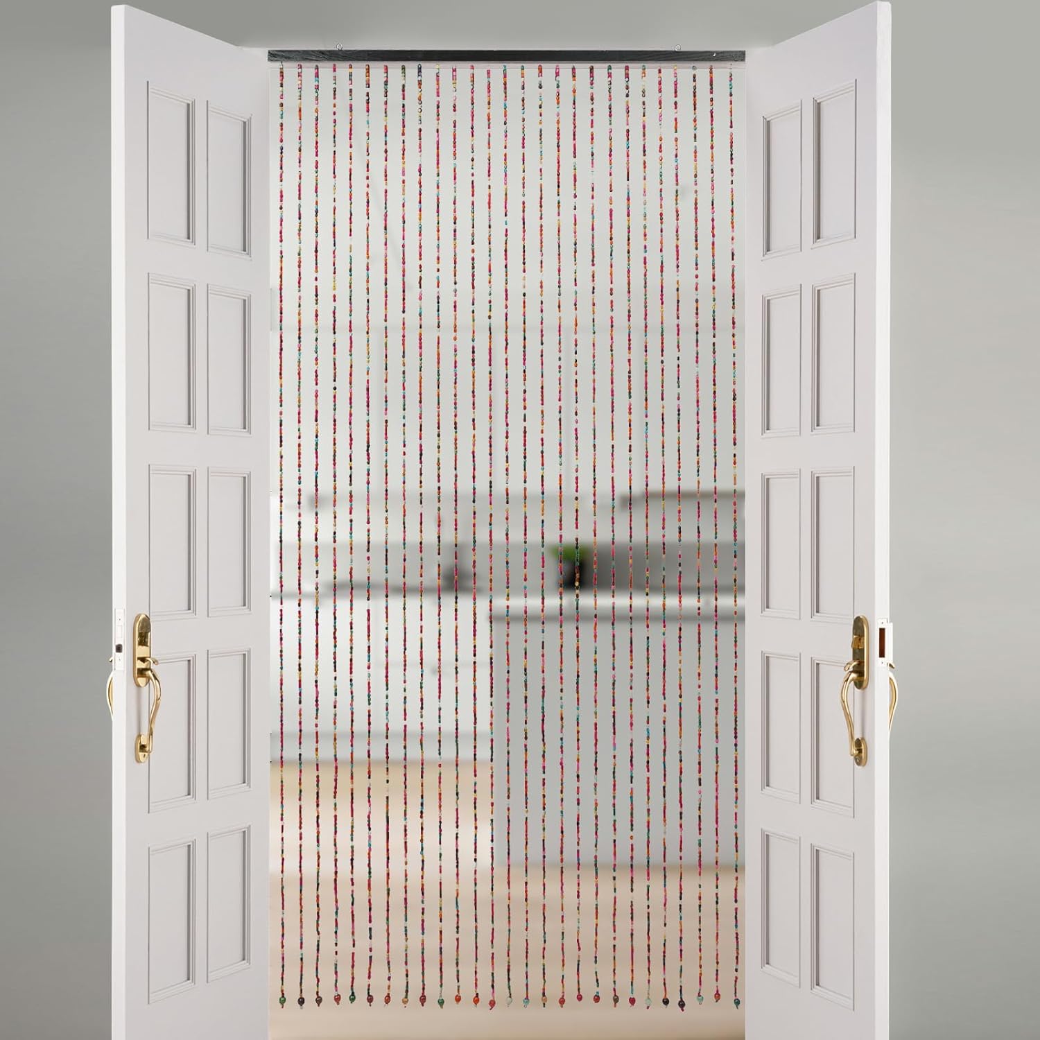 Eapmic Wood Bamboo Beaded Curtain Panels