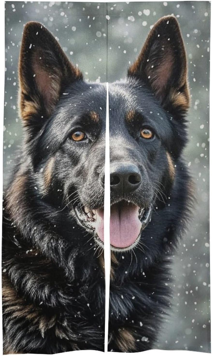 Black German Shepherd Door Curtain 57x17 Inches