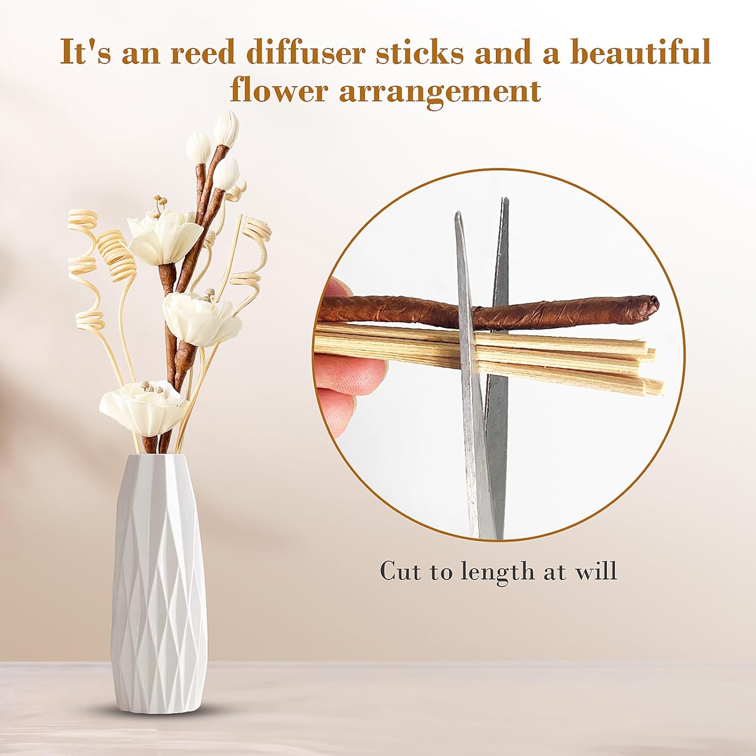 Natural Reed Diffuser Sticks Set with Flowers