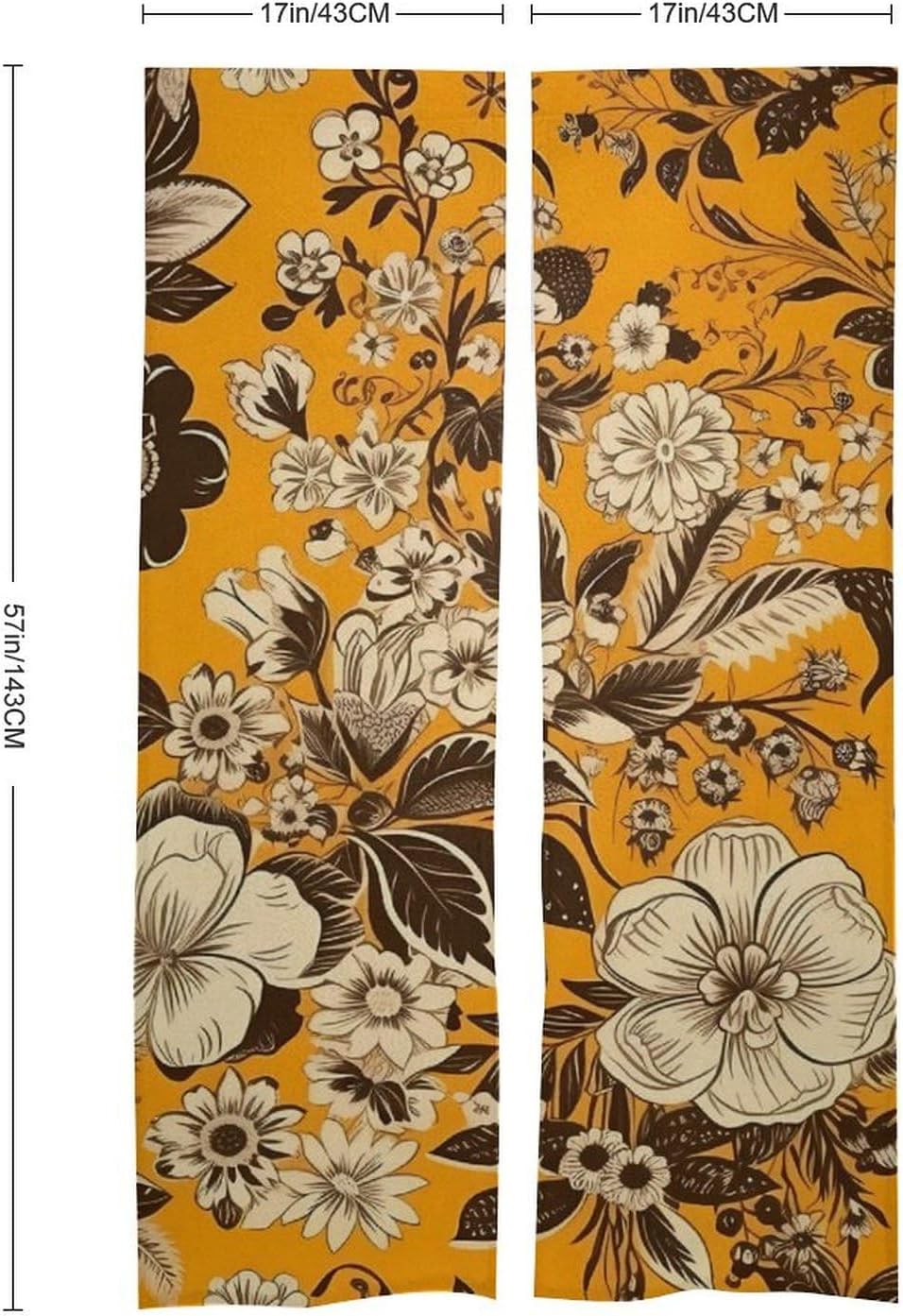 Japanese Noren Flowers Door Curtain with Yellow Background