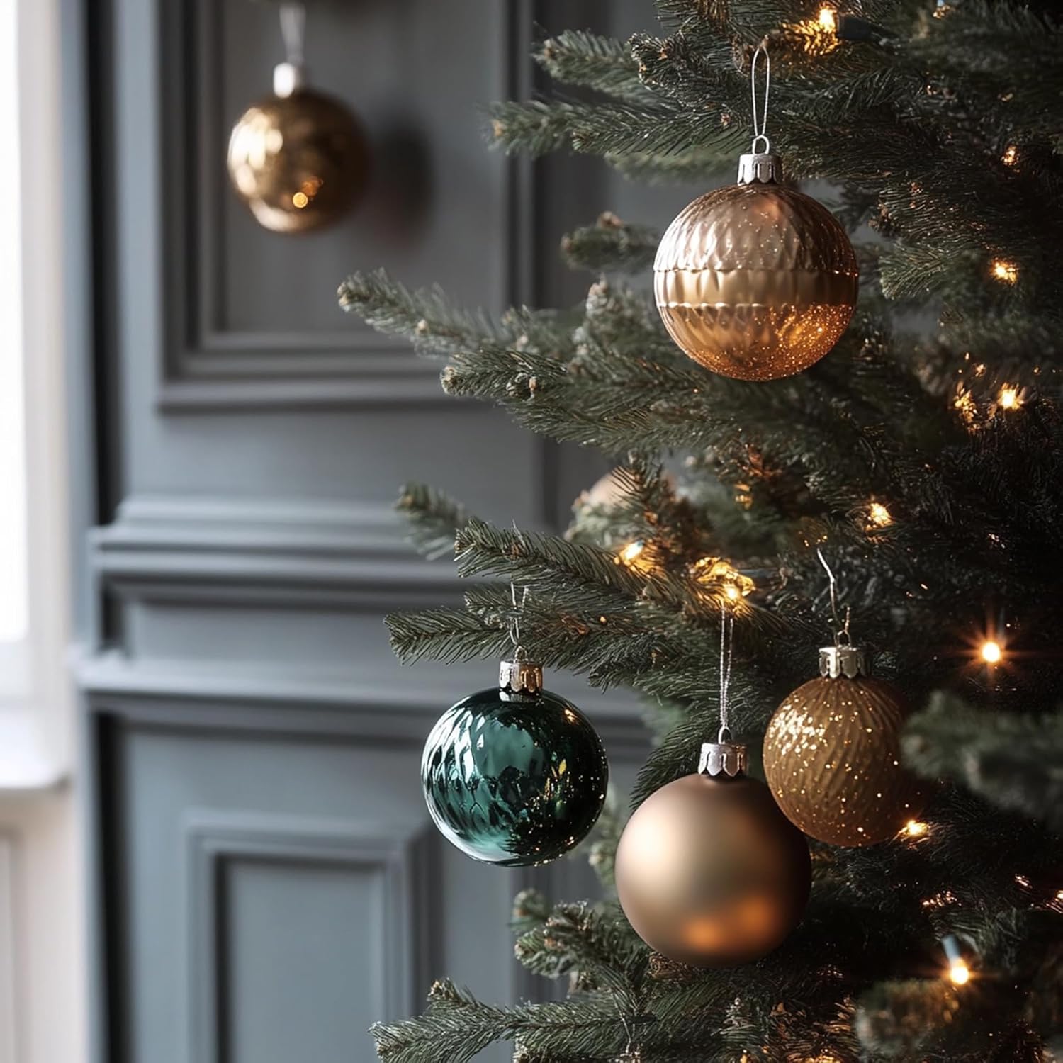 MECCANIXITY 24 Pcs Brown Christmas Tree Balls