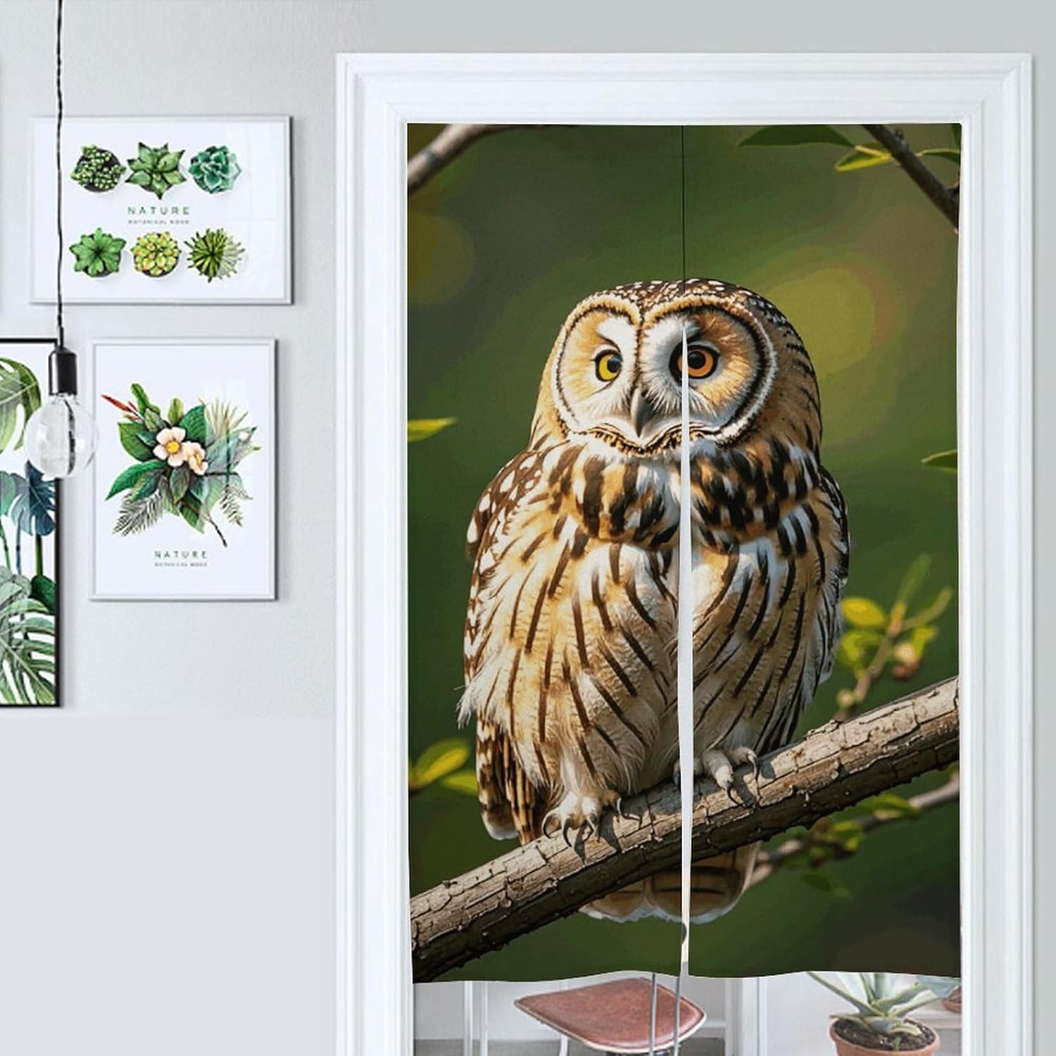 Owl Tree Branches Door Cover Curtain 57x17 Inches