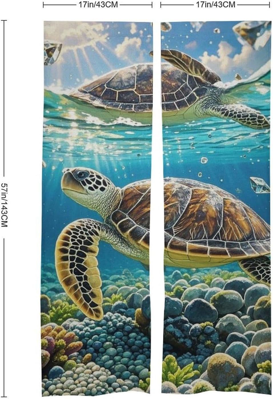 Sea Turtles Painting Door Curtain 57x17 Inches