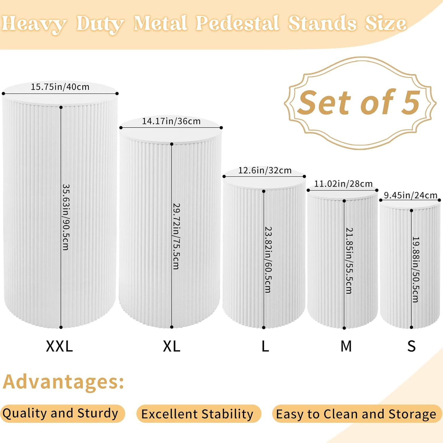 5 Pcs Metal Cylinder Pedestal Stands for Party Decor