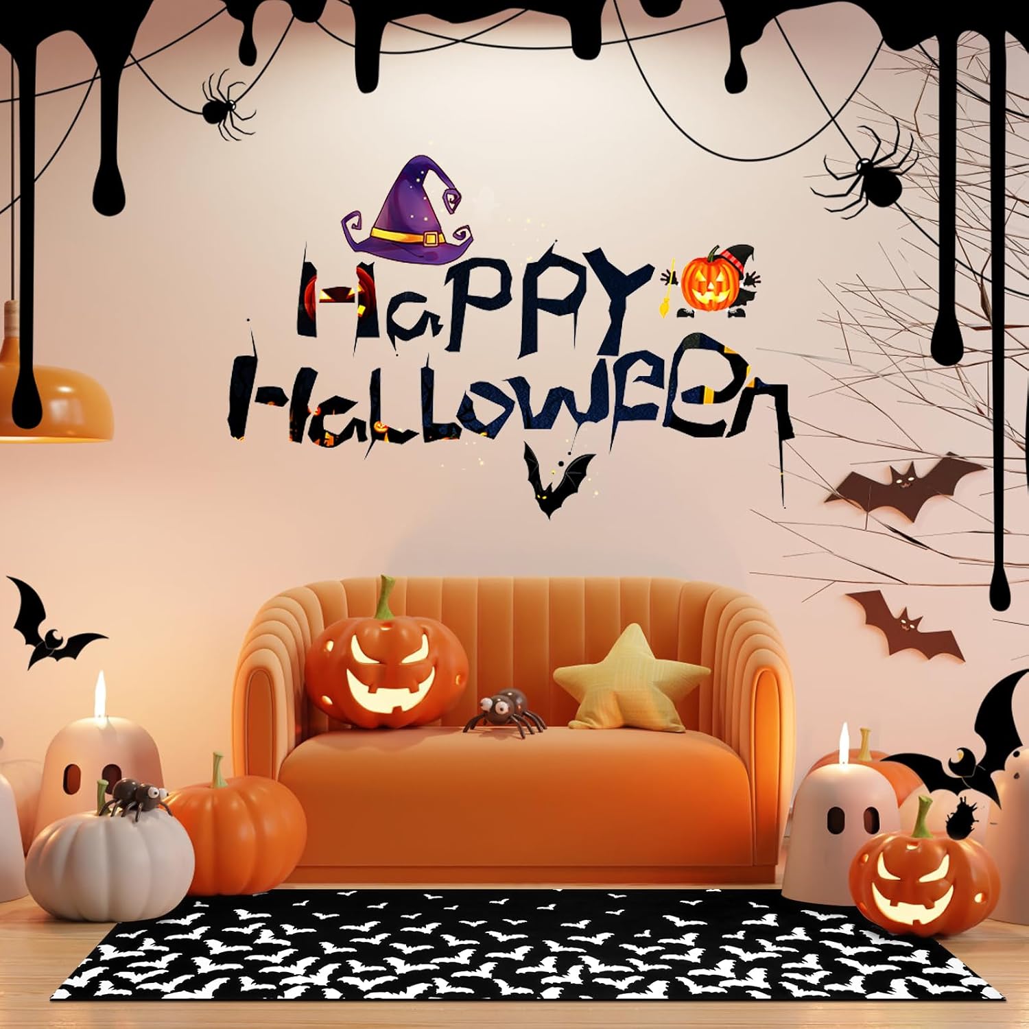 ASPMIZ Halloween Runner Rug Non Slip for Hallways