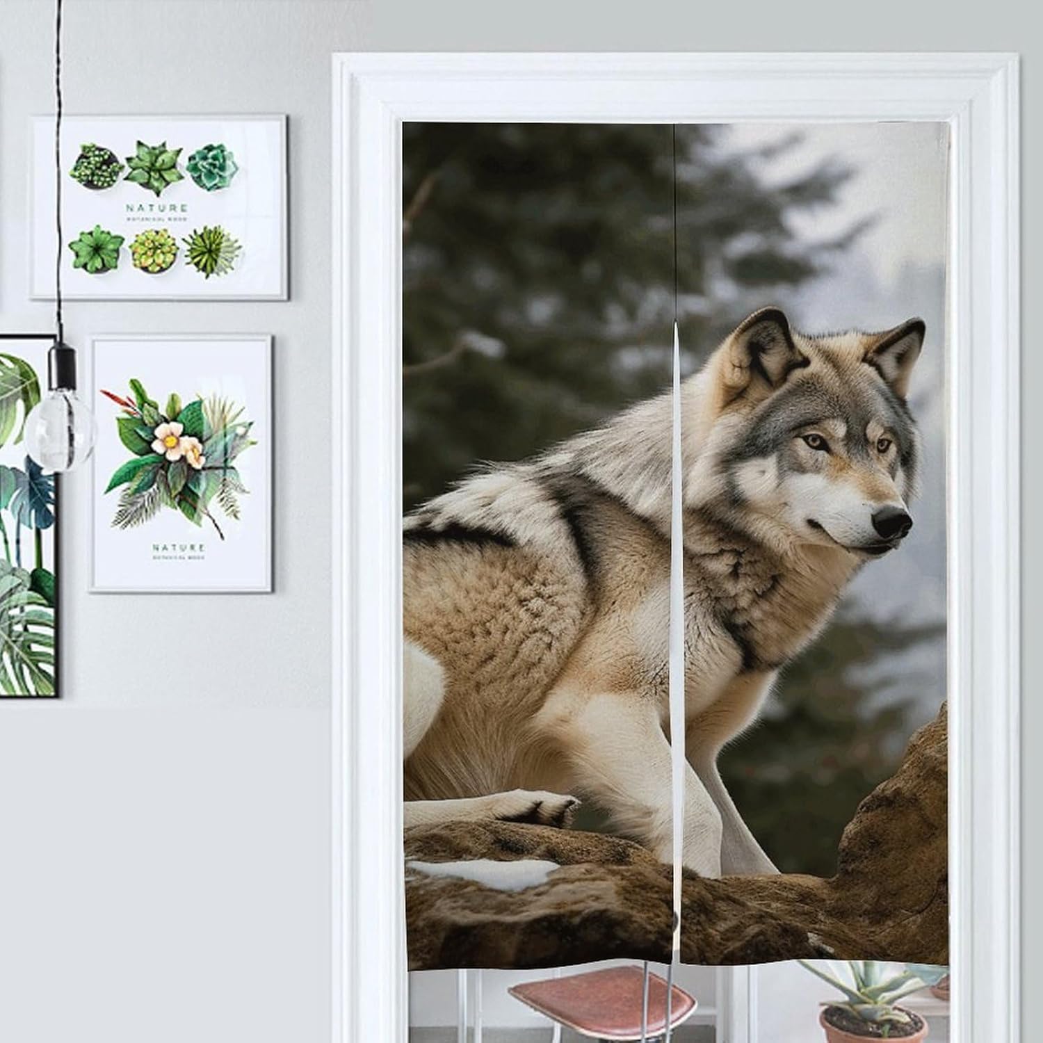 Snow Mountain Wild Wolf Door Cover Curtain 57x17 Inches