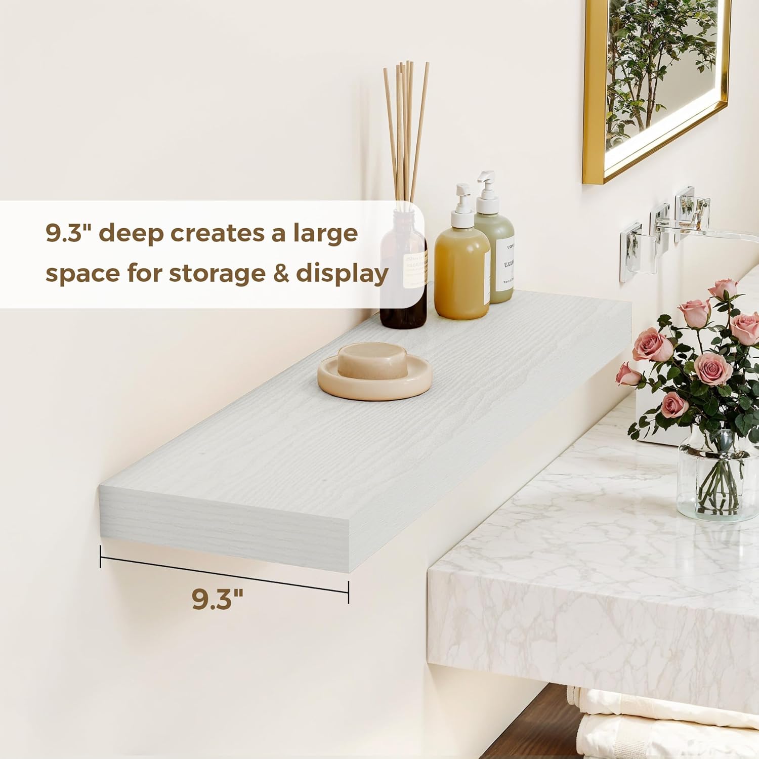 Dreamland 40 Inches Floating Shelves Set of 2 White