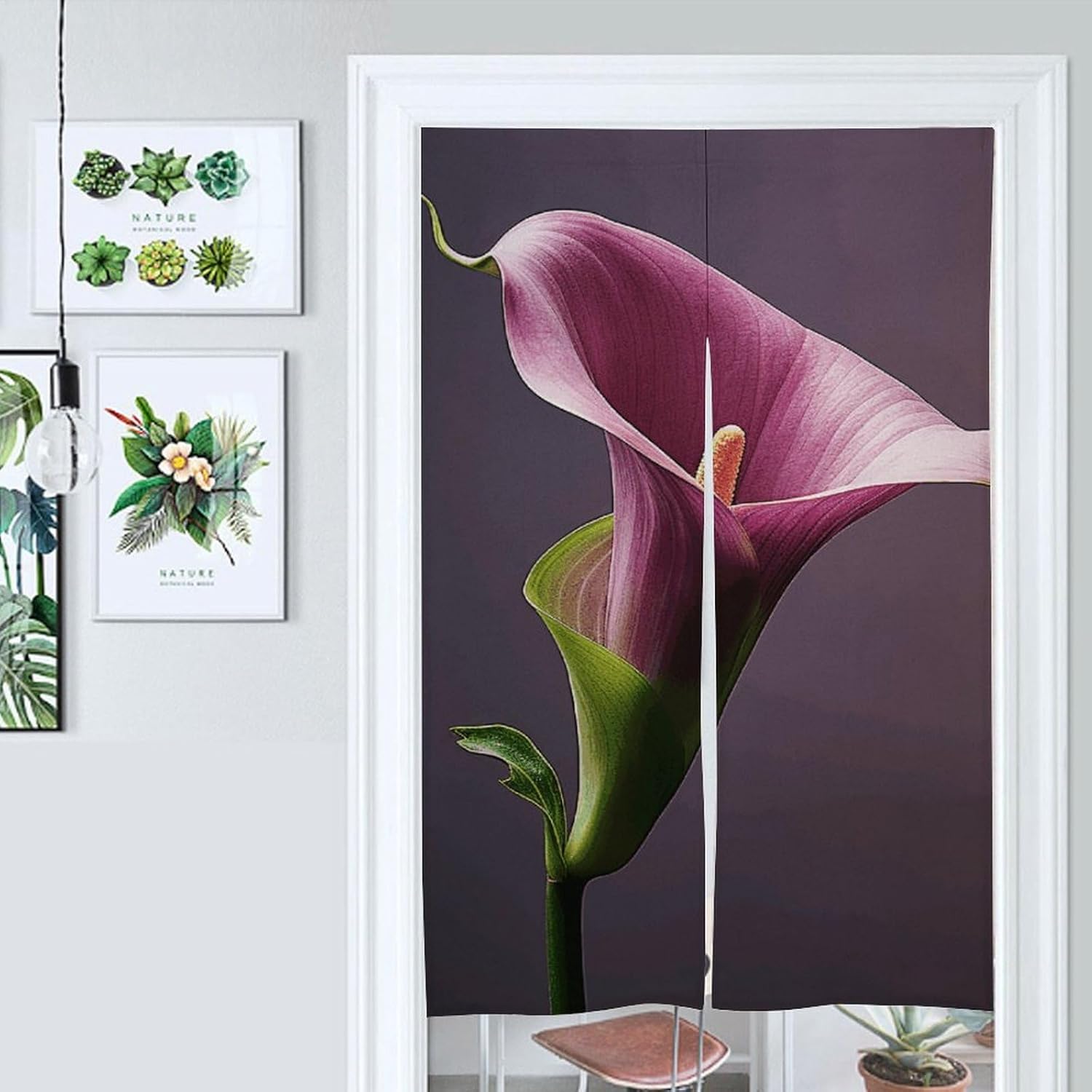 Purple Calla Lily Door Curtain Panel 17x57 Inch Split Door Divider