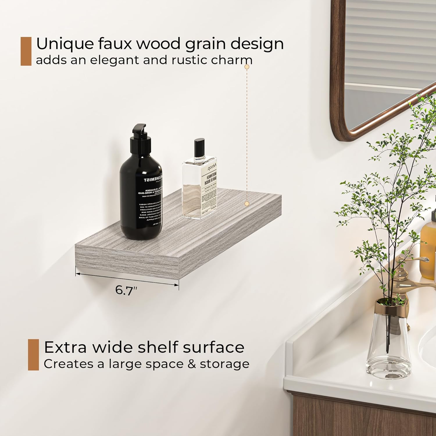 Fun Memories Floating Shelves Set of 2 Rustic Grey