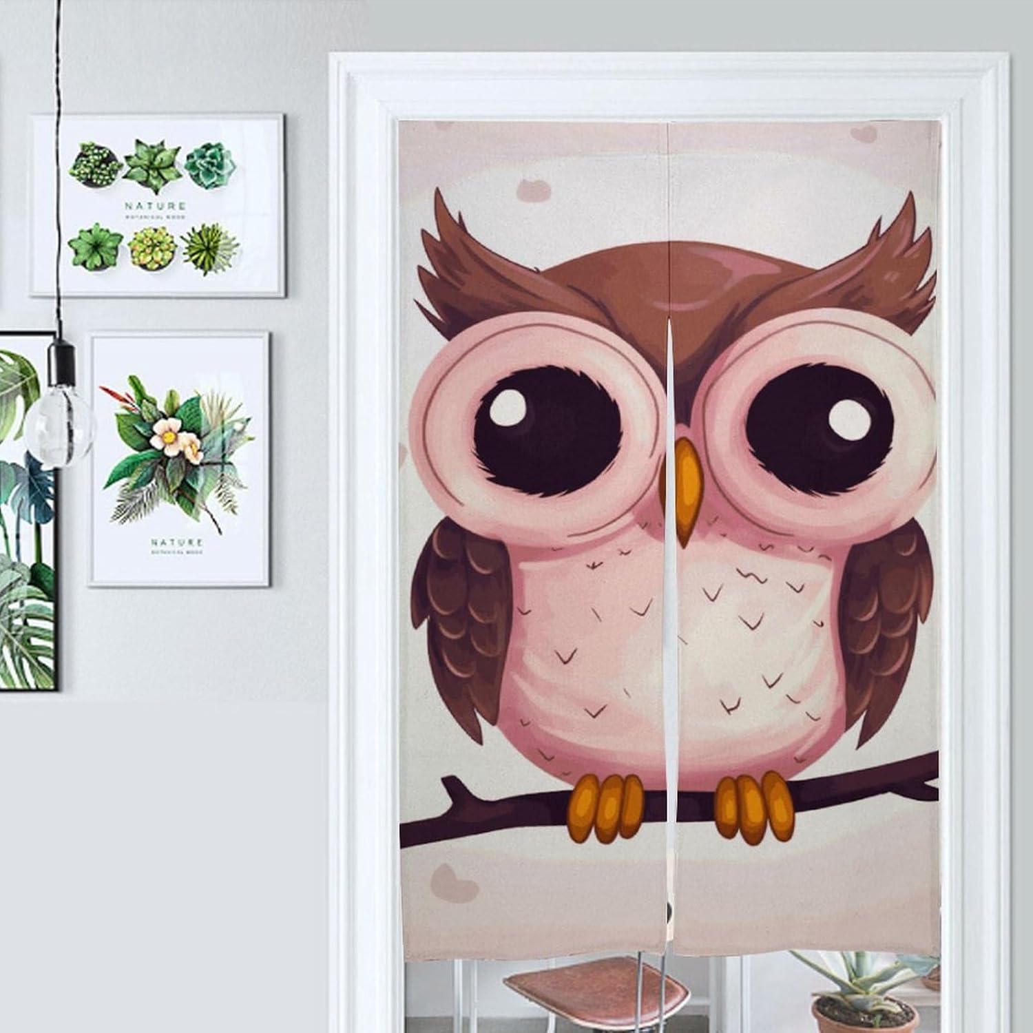 Cute Owl Door Curtain Panel 17x57 Inch Split Door Divider