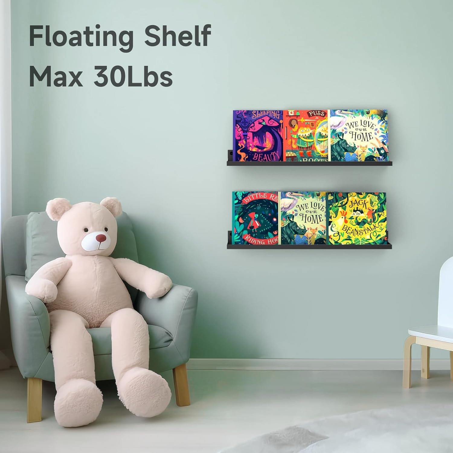 PEKGRIL 4 Pack Black Floating Metal Shelves Wall Mount 17x6 Inch