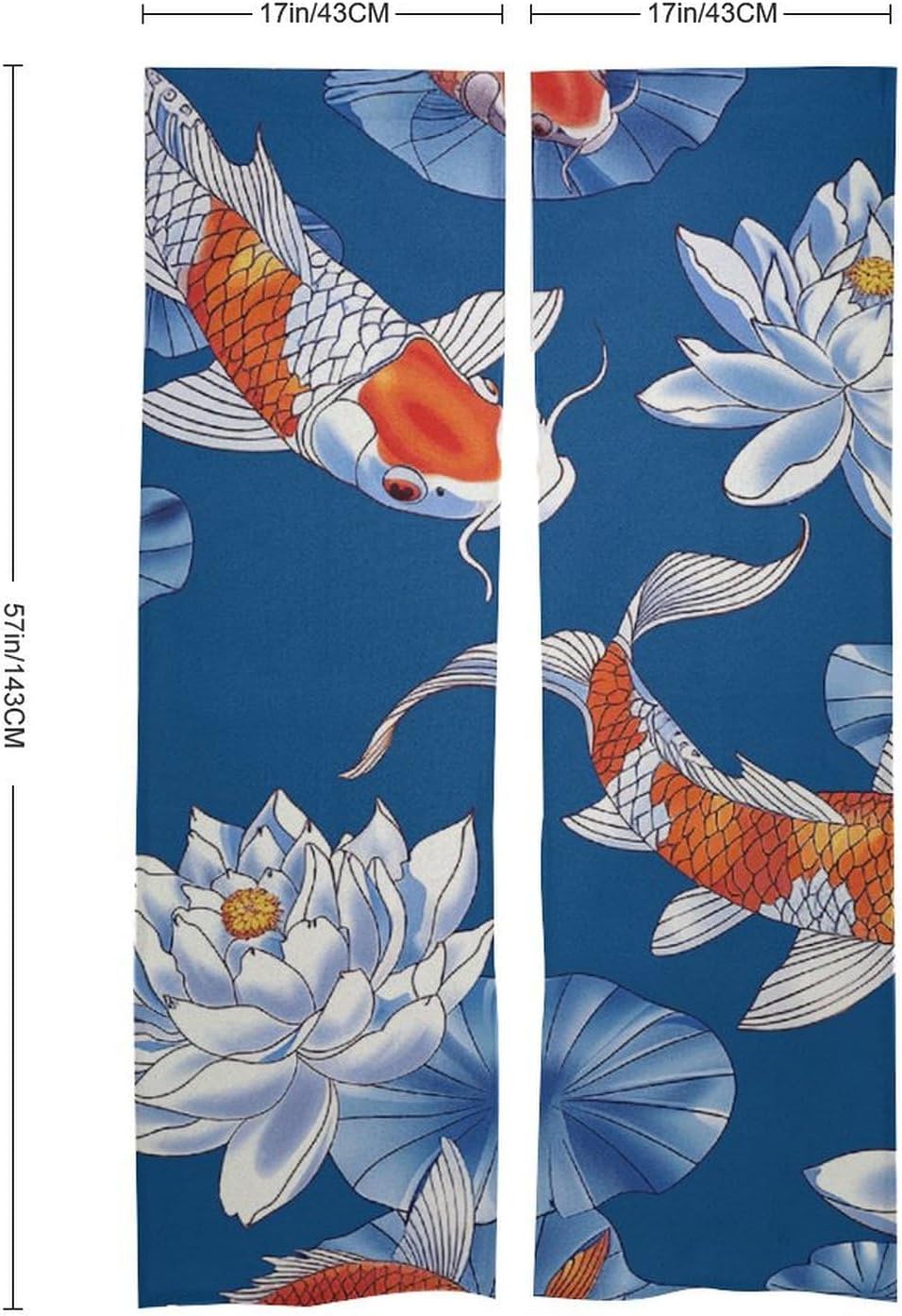 Flower and Fish Door Curtain Split 17x57 Inch Blackout Privacy Divider
