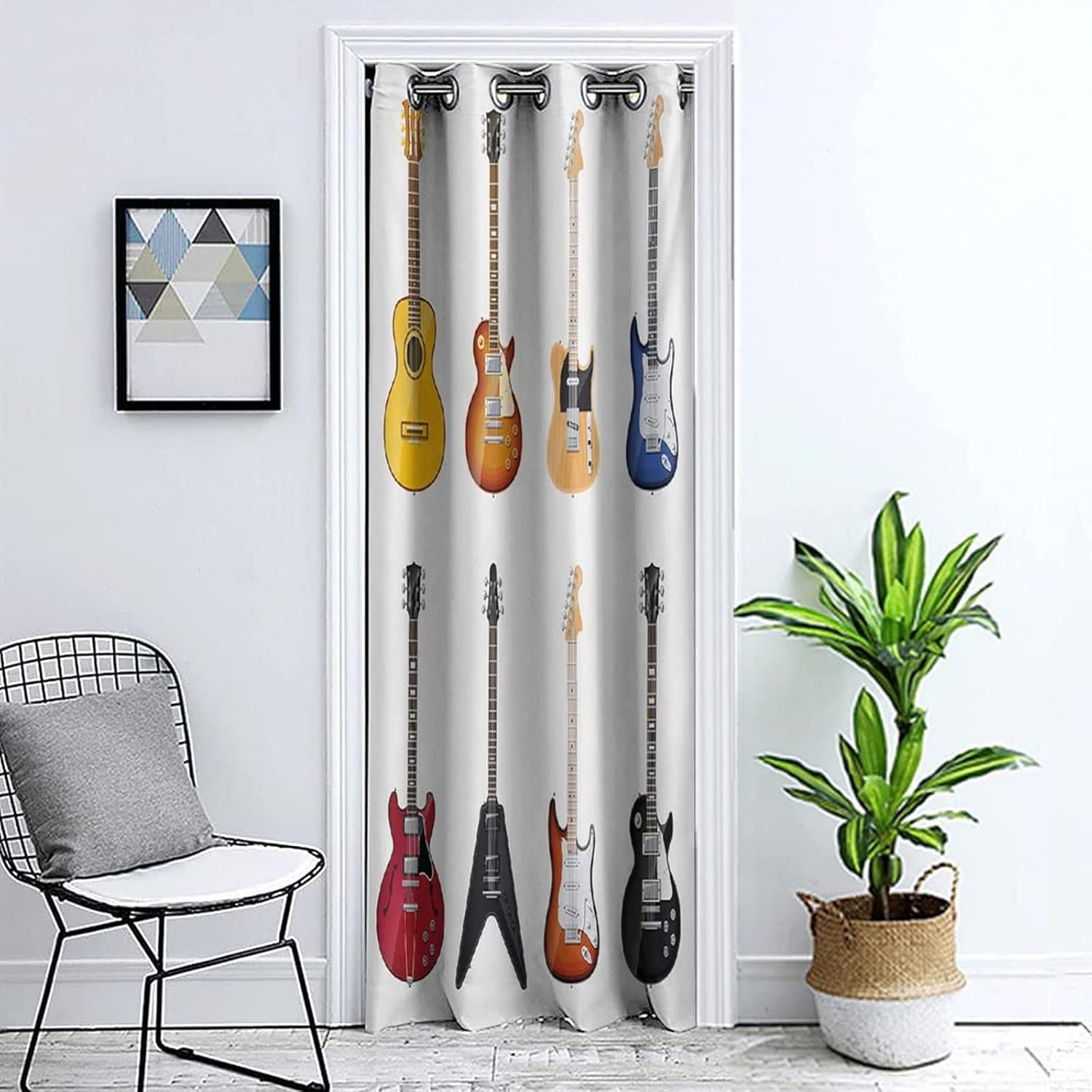 XISUNYA Door Curtain Panel with Guitar Grommet Design