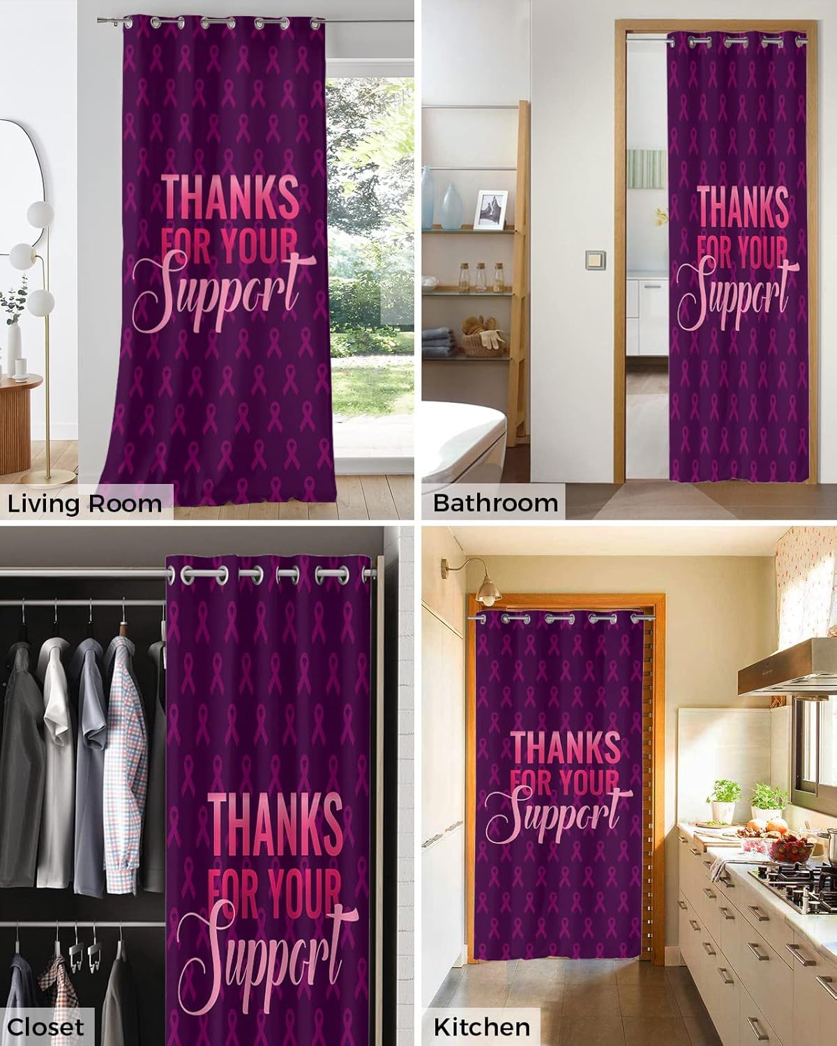 Thanks for Your Support Door Curtains - 80 Inch Blackout Panels