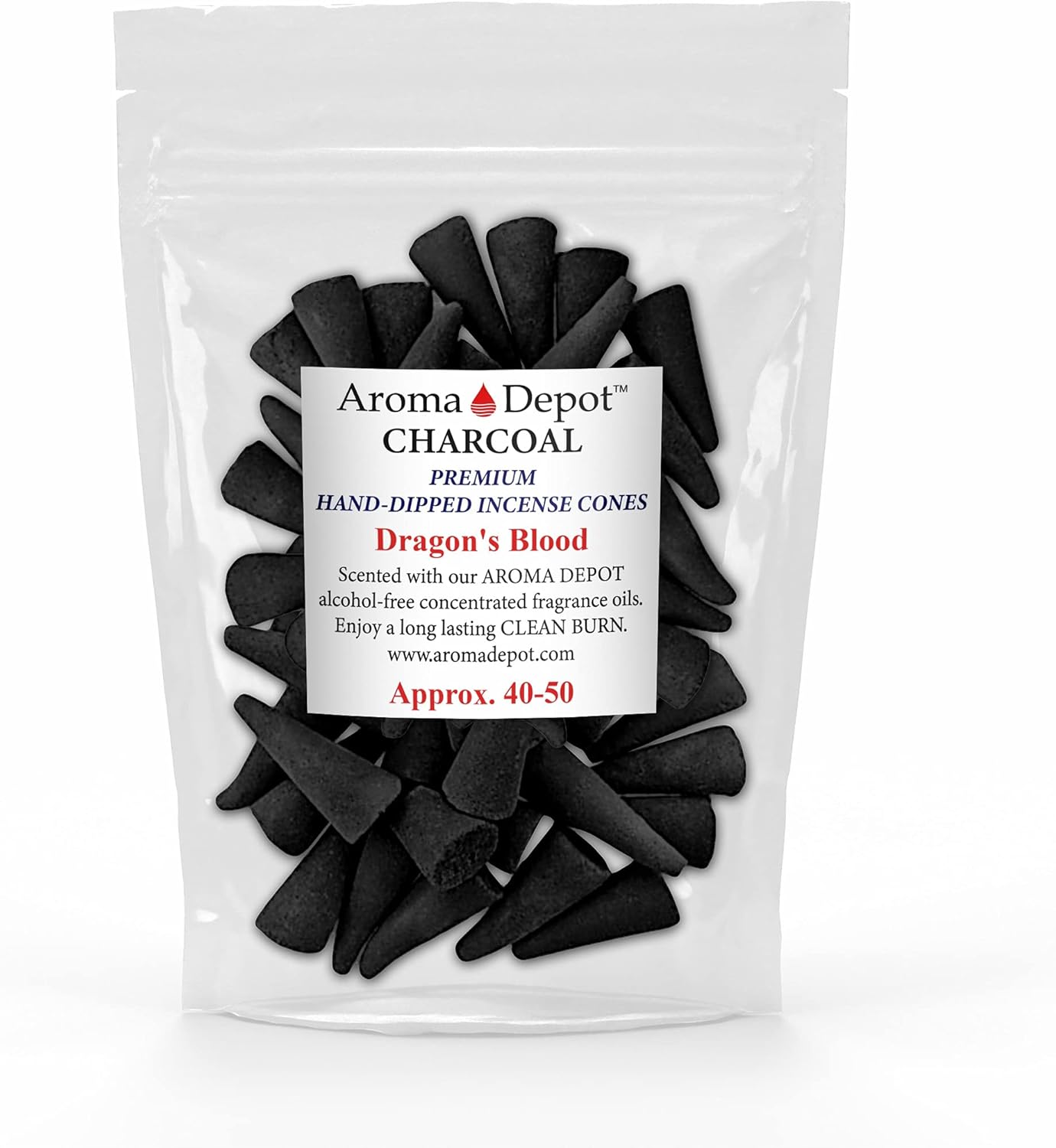 Aroma Depot 1 Inch Dragons Blood Incense Charcoal Cones Pack of 40-50
