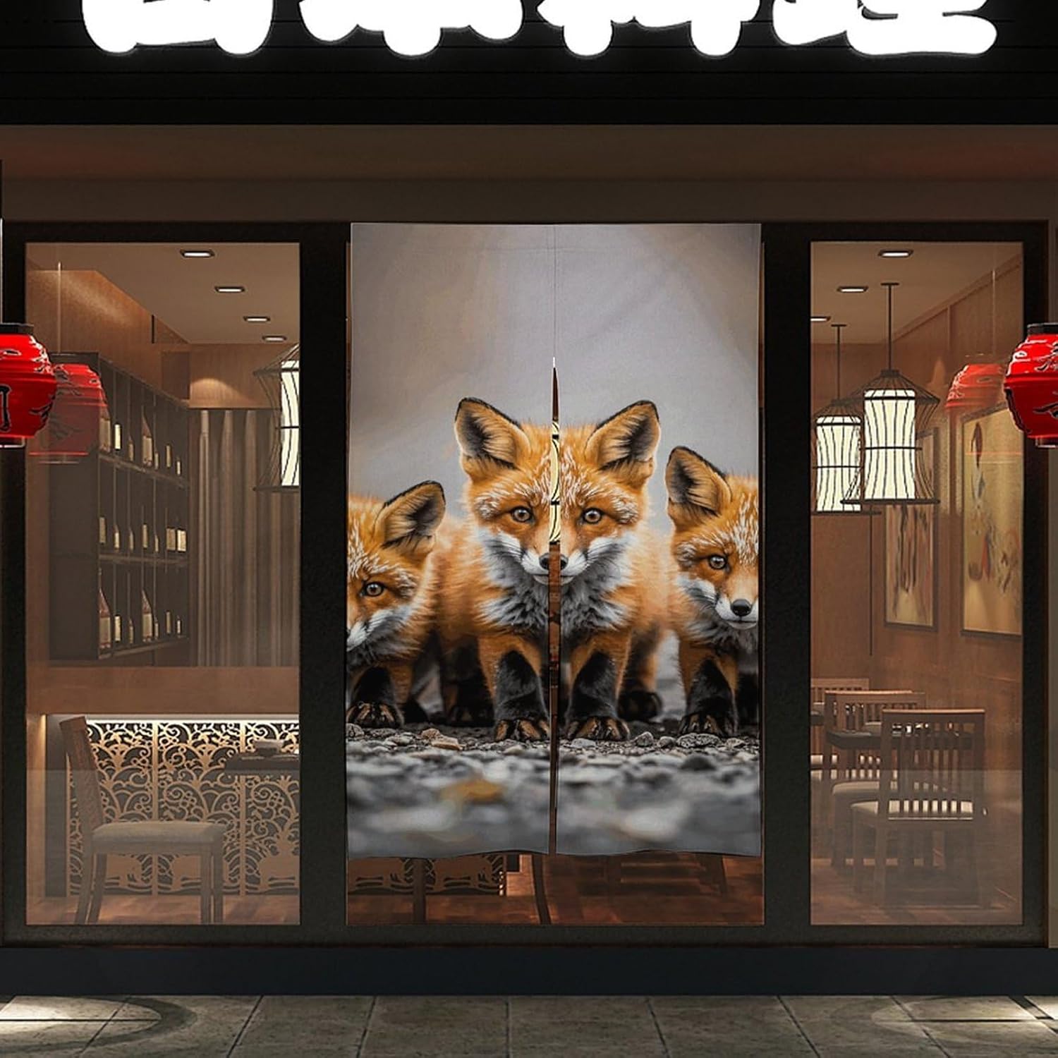 Many Foxes Door Cover Curtain 57x17 Inches